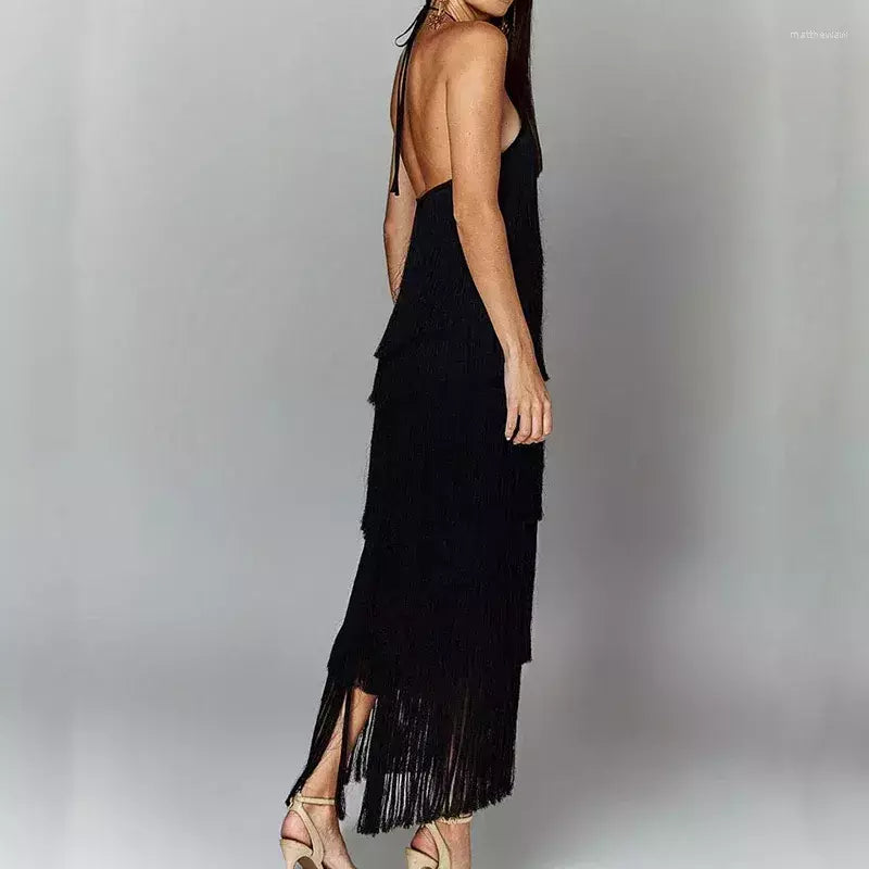 Vestido Feminino Elegante Franjas - Maya