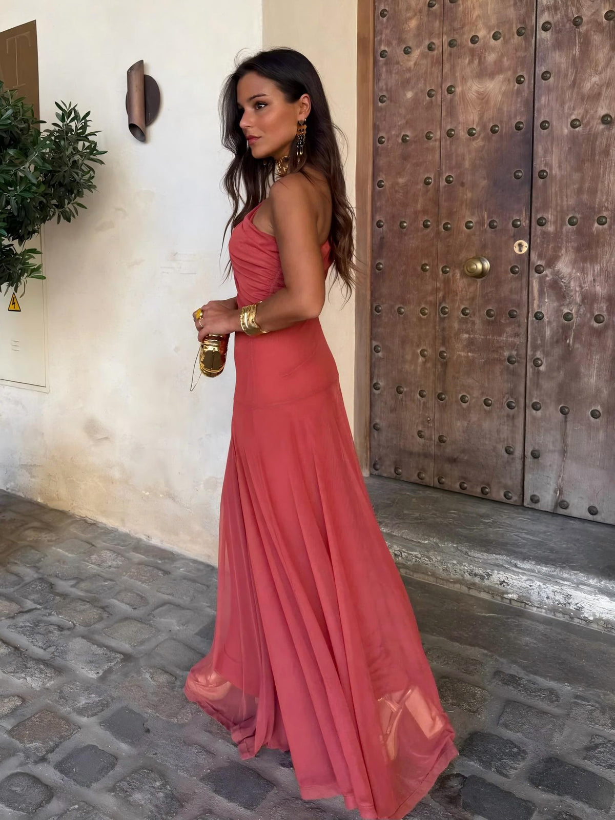 Toledo | Vestido Longo de Chiffon de Um Ombro Só