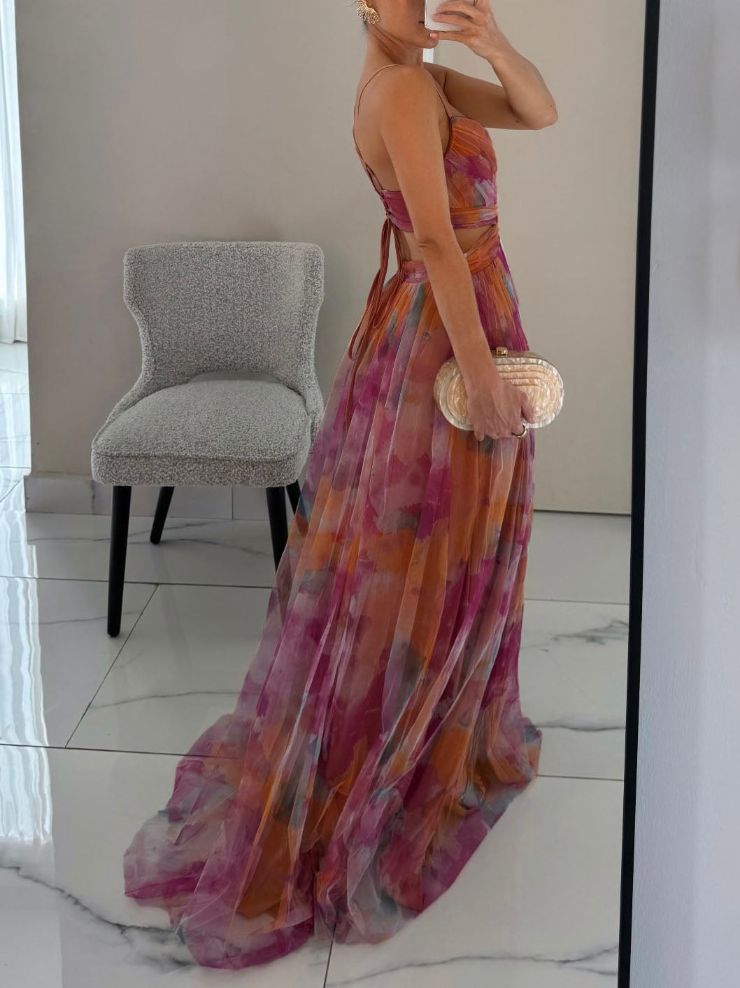 Maíra | Floral Print V-Neck Maxi Dress