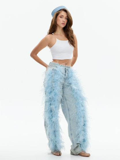 Feather Muse | Light Blue Wide-Leg Jeans