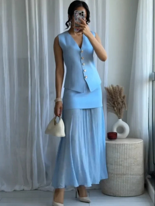 Conjunto Blusa Saia Plissada - Glícia
