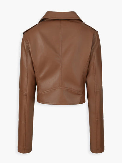 Jaqueta Biker Cropped de Couro Sintético - AiRin