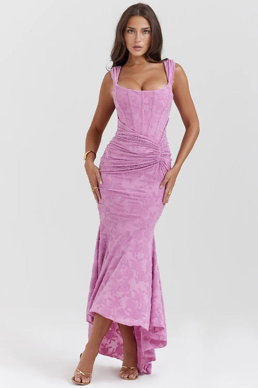 Vestido Longo Floral Decote Coração - Duda