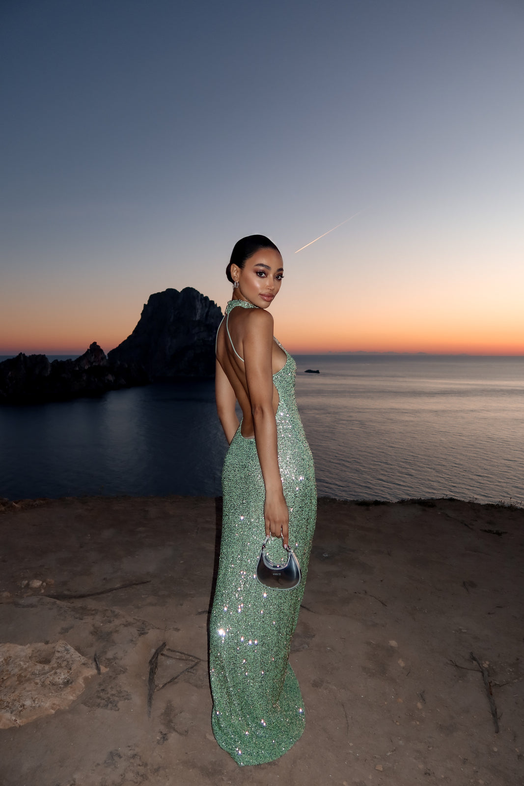 Dress Long Green With LANTEJOULAS