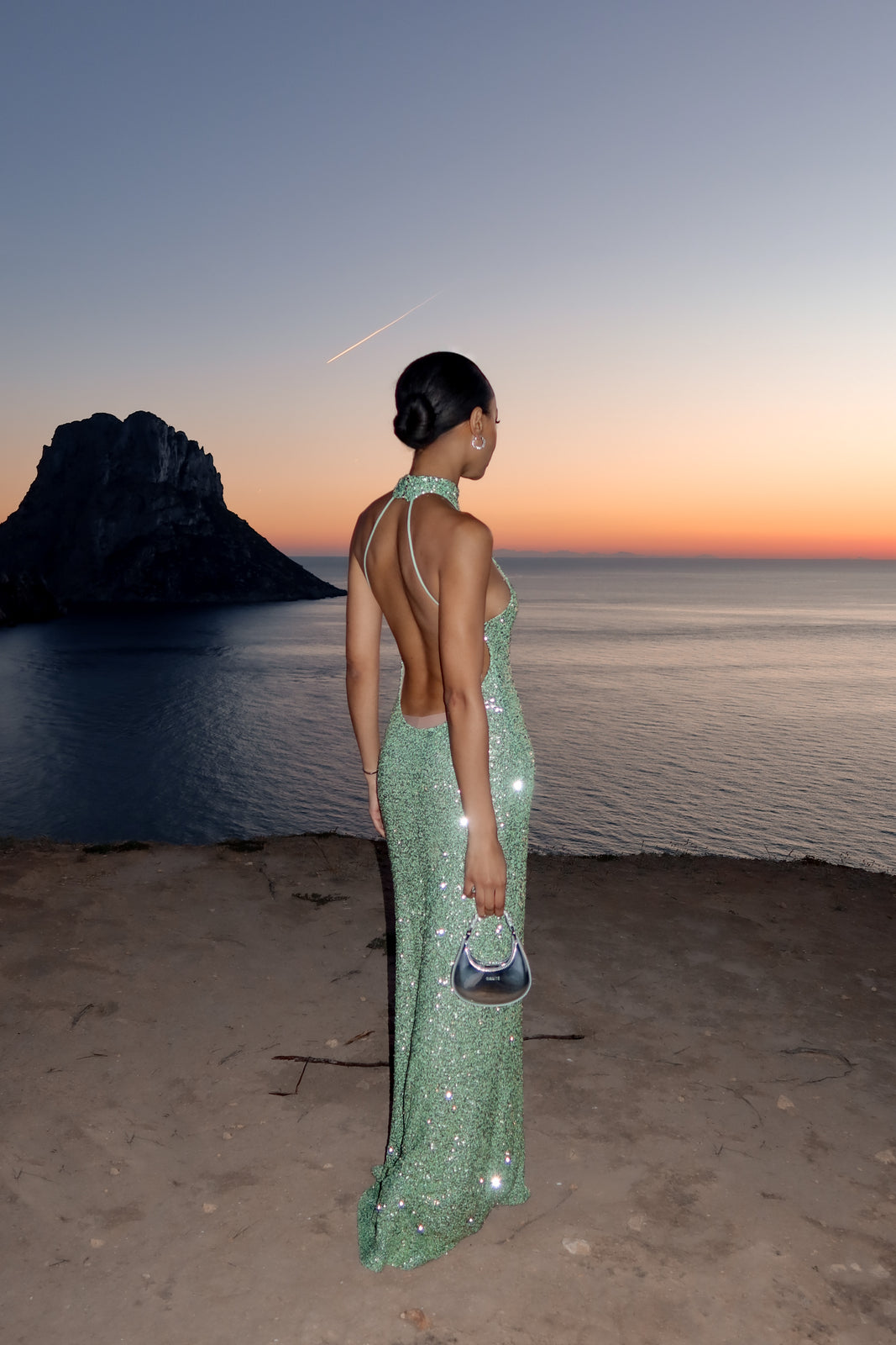 Dress Long Green With LANTEJOULAS