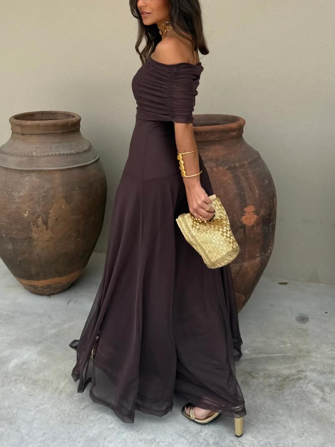 Toledo | Vestido Longo de Chiffon de Um Ombro Só