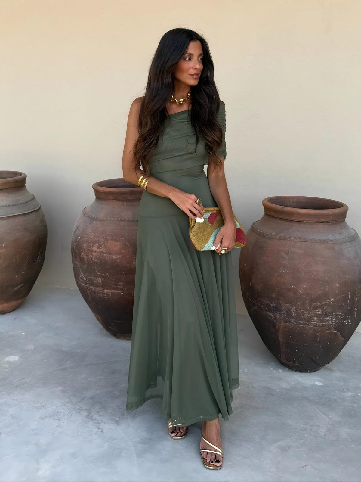 Toledo | Vestido Longo de Chiffon de Um Ombro Só