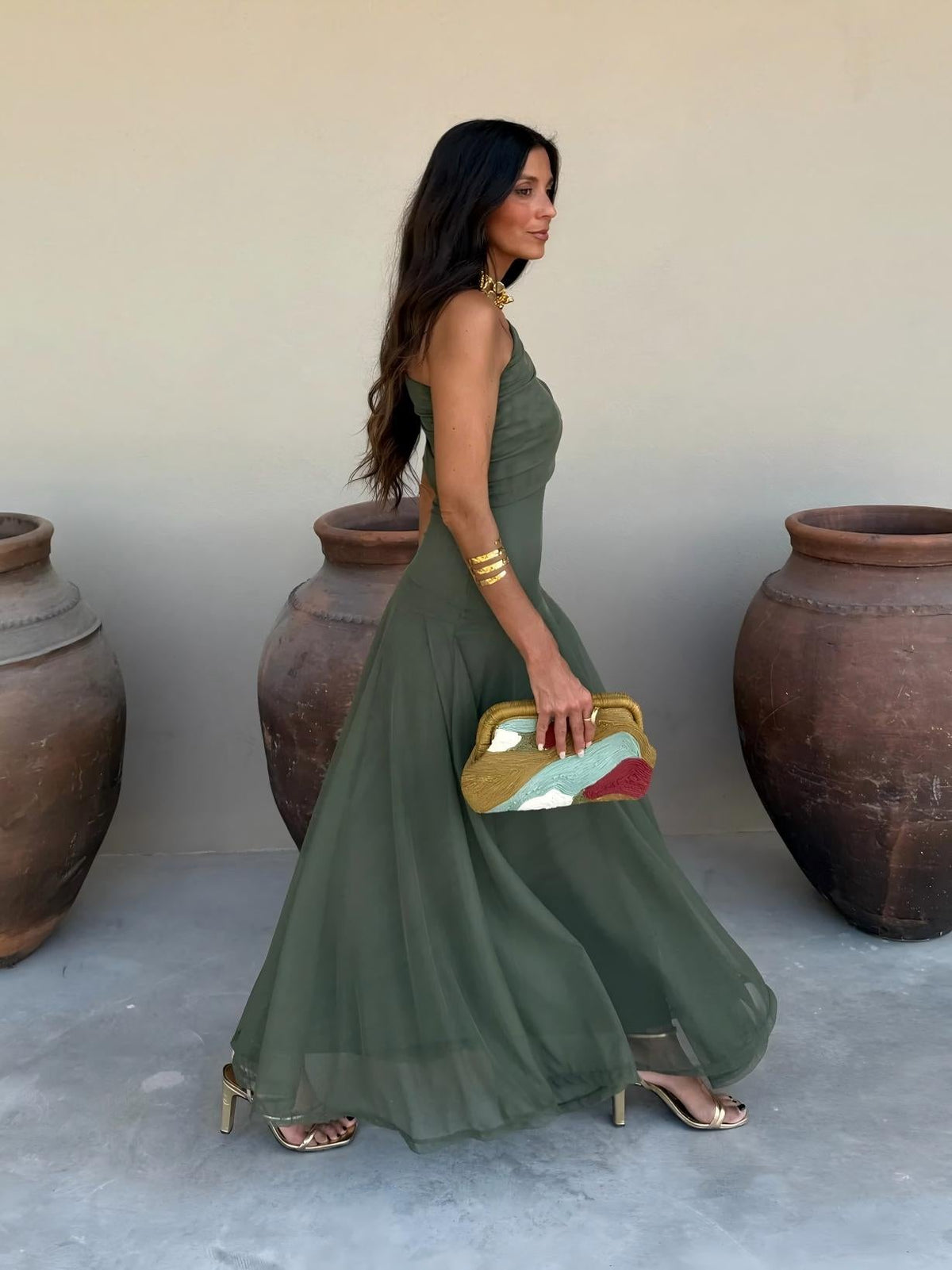 Toledo | Vestido Longo de Chiffon de Um Ombro Só