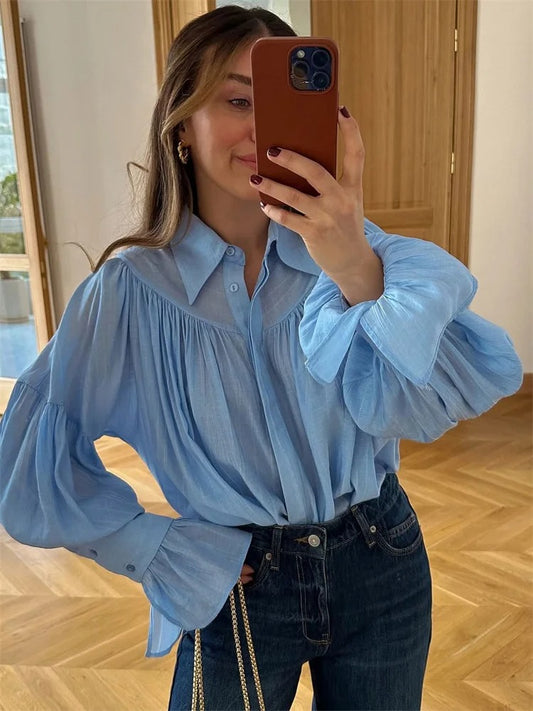 Camisa Feminino Botão Manga Longa - Tossy