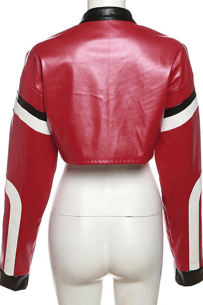 Jaqueta Bordada de Couro Sintético - Biker