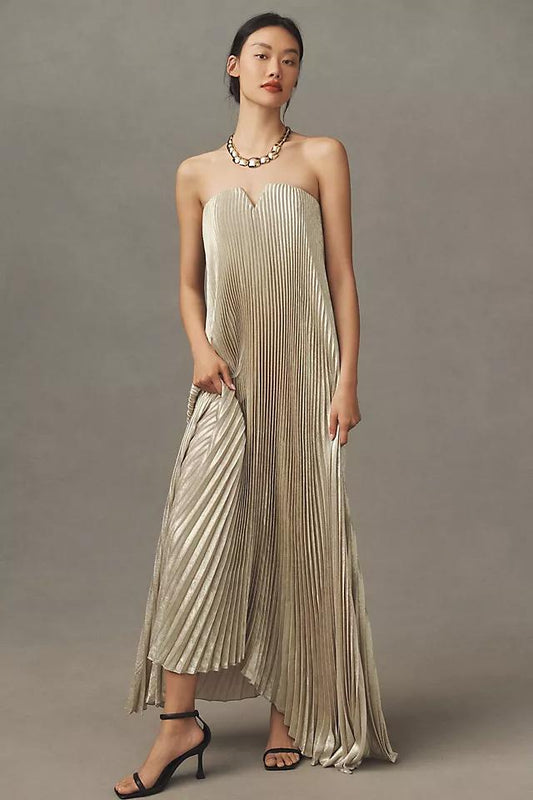 Vestido Feminino Sem Alças Dourado