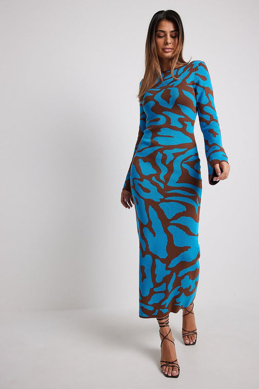 Vestido Midi de Tricot Jacquard - Ava