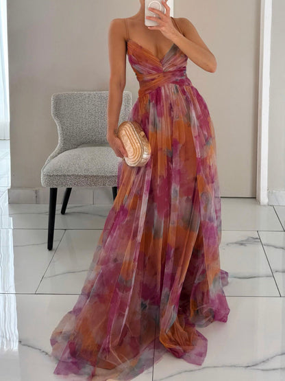 Maíra | Floral Print V-Neck Maxi Dress