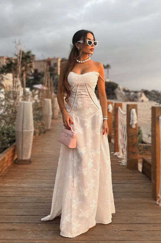 Vestido Longo Elegante com Costas Abertas e Amarração - Flor