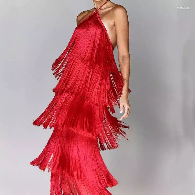 Vestido Feminino Elegante Franjas - Maya