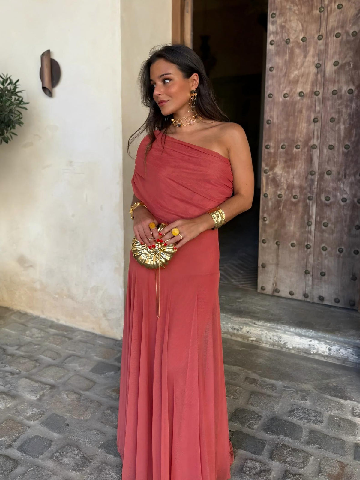 Toledo | Vestido Longo de Chiffon de Um Ombro Só