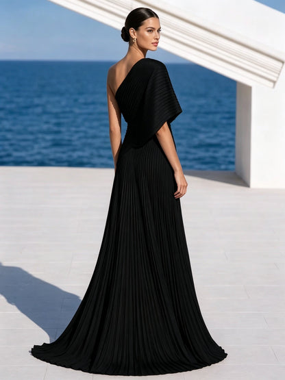 Celeste | Asymmetric Pleated Maxi Dress