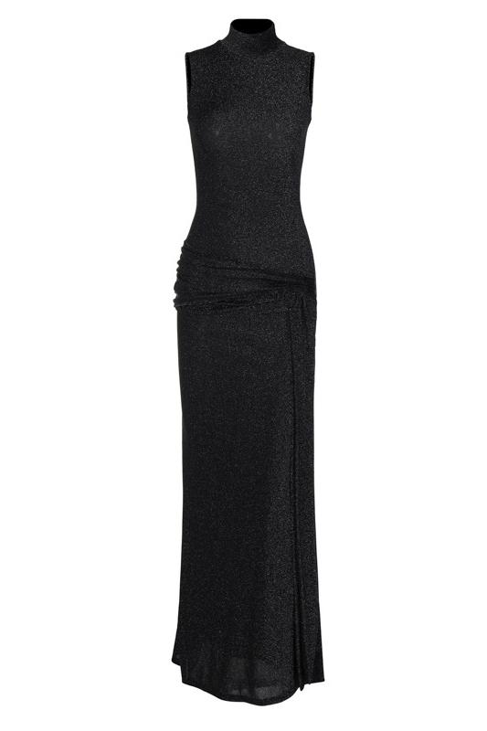 Vestido Longo de Malha Metalizada com Alça - Mariza