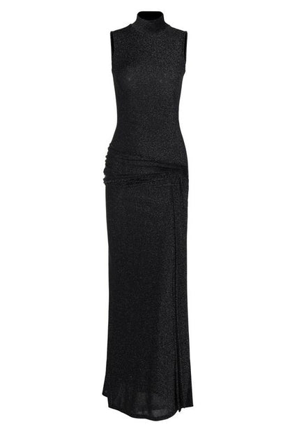 Vestido Longo de Malha Metalizada com Alça - Mariza