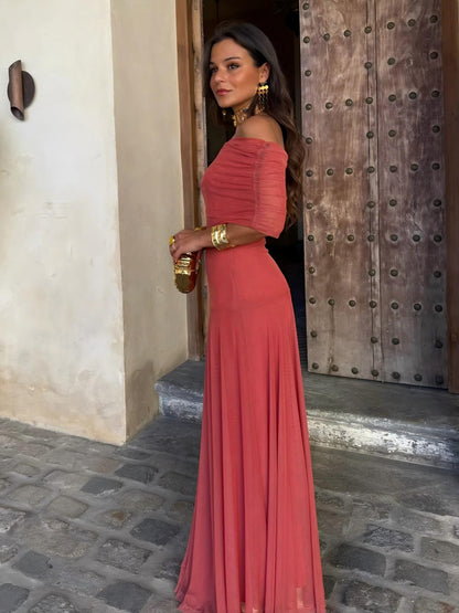 Toledo | Vestido Longo de Chiffon de Um Ombro Só