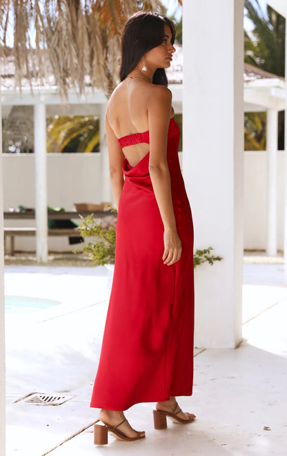 Vestido Longo de Cetim Glam