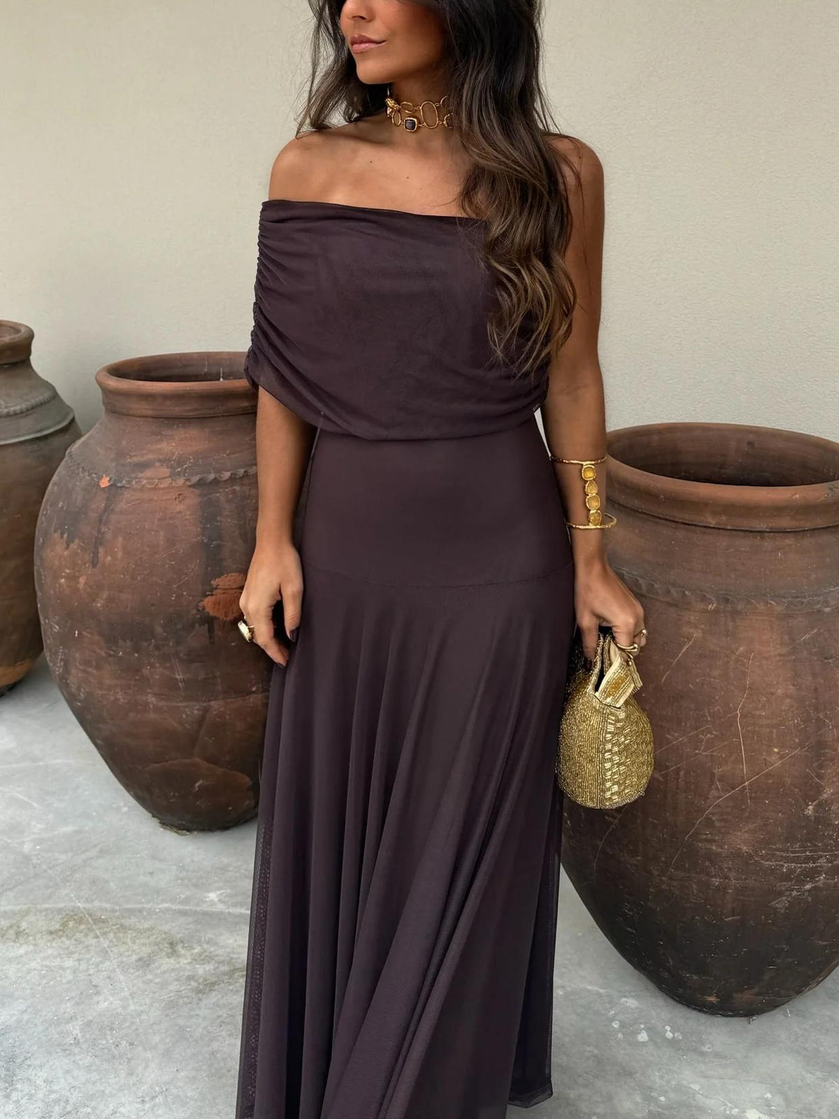 Toledo | Vestido Longo de Chiffon de Um Ombro Só