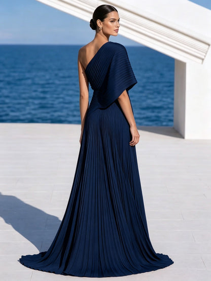 Celeste | Asymmetric Pleated Maxi Dress