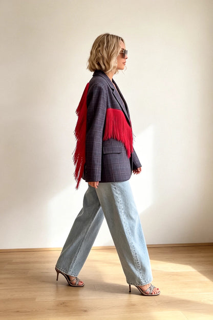 Blazer Kaelith com Franjas Vermelhas nas Costas