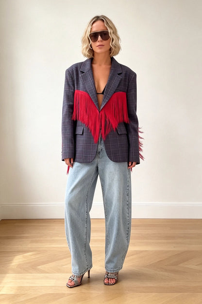 Blazer Kaelith com Franjas Vermelhas nas Costas