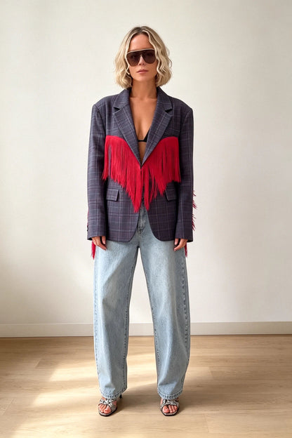 Blazer Kaelith com Franjas Vermelhas nas Costas