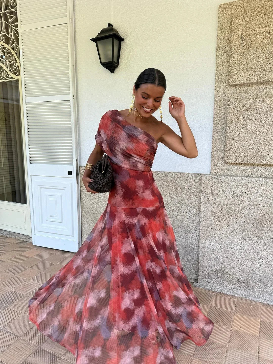 Toledo | Vestido Longo de Chiffon de Um Ombro Só