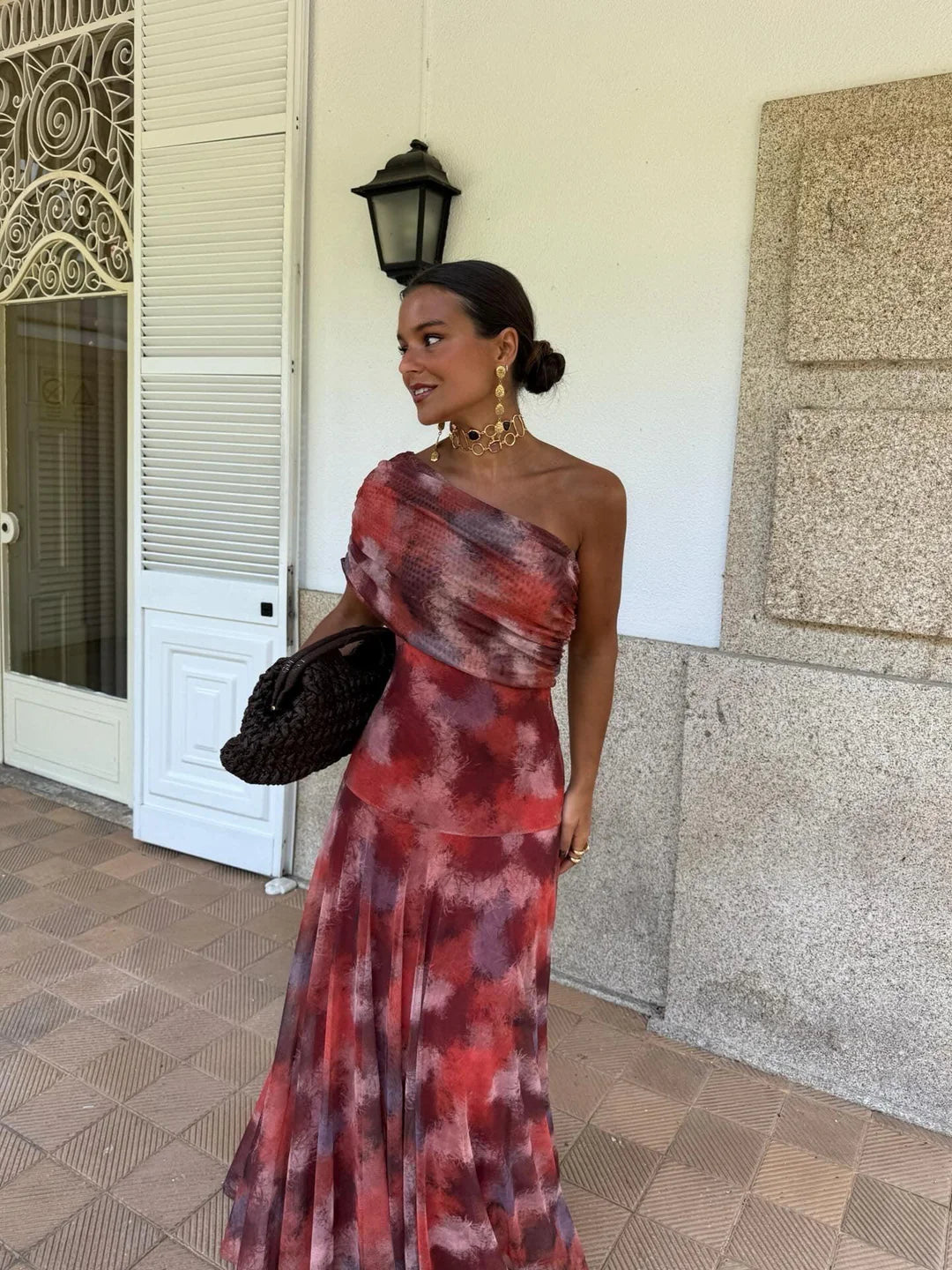 Toledo | Vestido Longo de Chiffon de Um Ombro Só