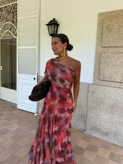 Toledo | Vestido Longo de Chiffon de Um Ombro Só