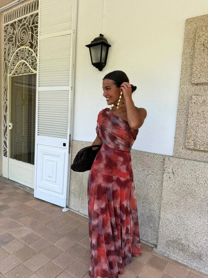 Toledo | Vestido Longo de Chiffon de Um Ombro Só