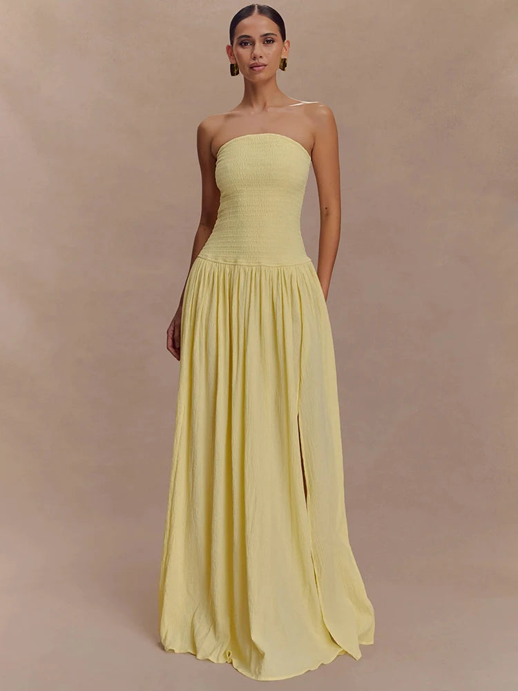 Vestido Longo Tomara que Caia com Fenda Lateral Elegante Isabella