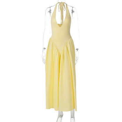 Vestido Feminino Elegante Eudora – Longo Decote Profundo e Costas Nuas