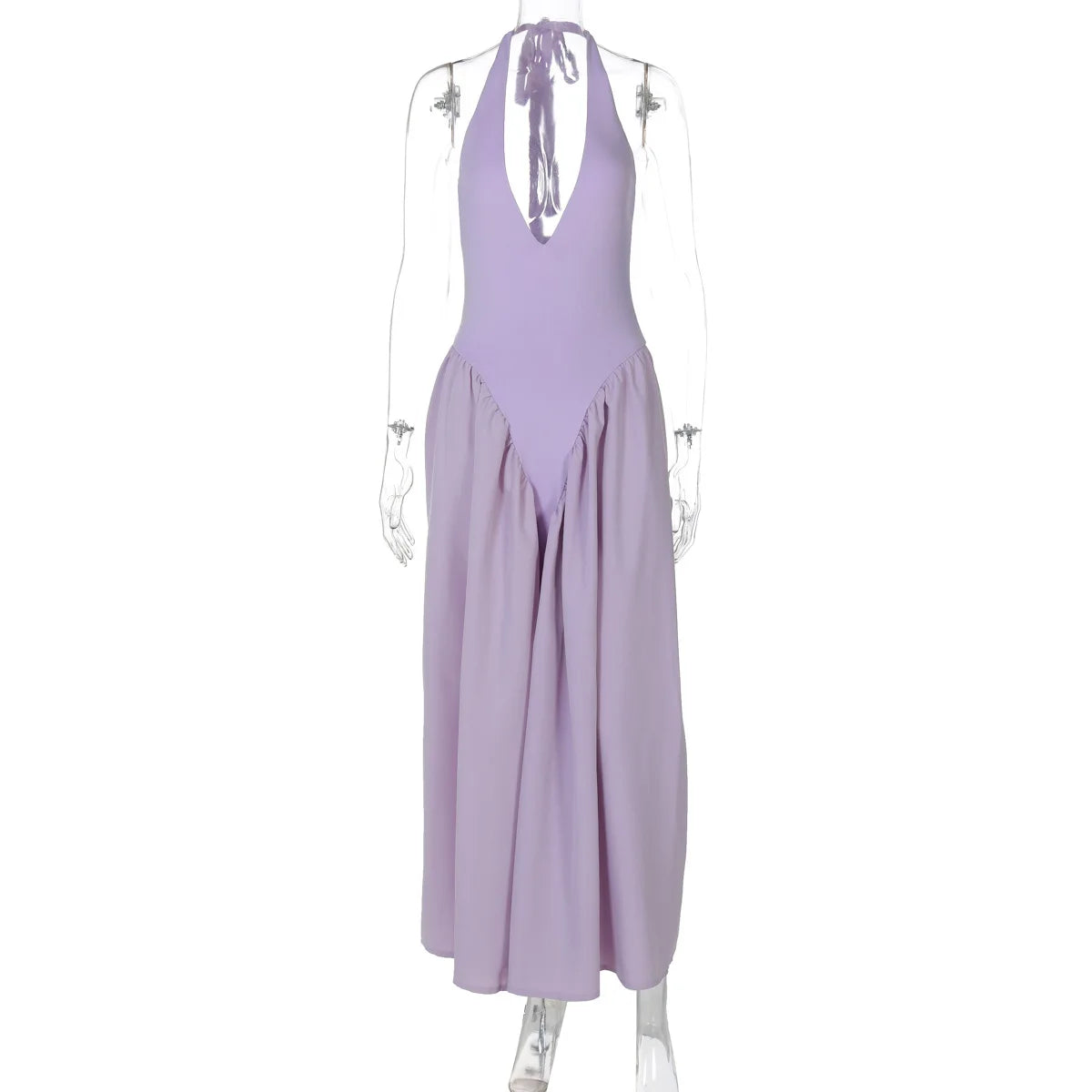Vestido Feminino Elegante Eudora – Longo Decote Profundo e Costas Nuas
