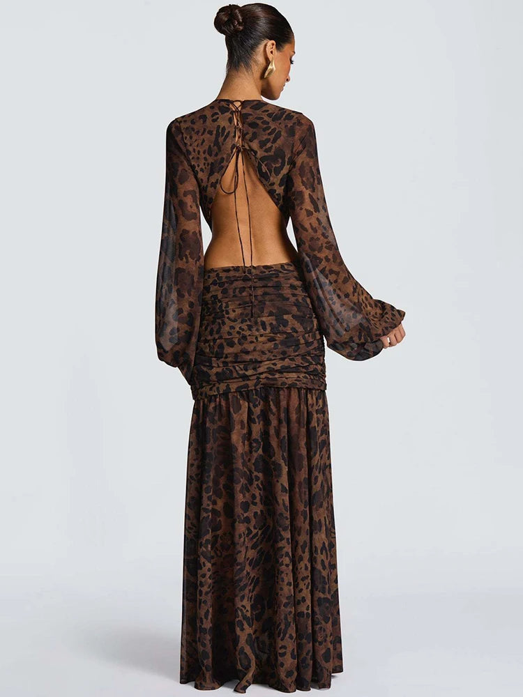 Vestido Longo Monjou – Manga Longa, Fenda Elegante e Recorte Costas