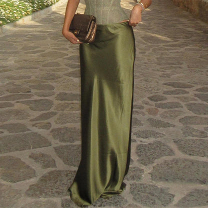 Conjunto Feminino Elegante para Festas de Verão – Top Rendado com Alças Finas + Saia de Cetim com Zíper