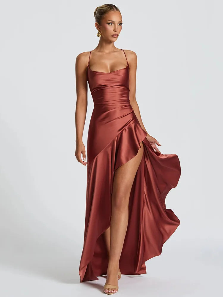 Vestido Feminino Elegante Fenda – Aline