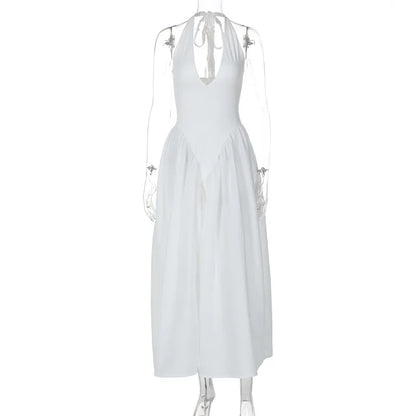 Vestido Feminino Elegante Eudora – Longo Decote Profundo e Costas Nuas