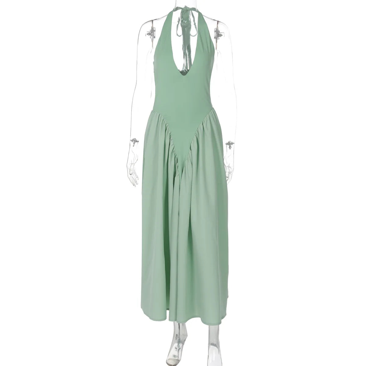 Vestido Feminino Elegante Eudora – Longo Decote Profundo e Costas Nuas
