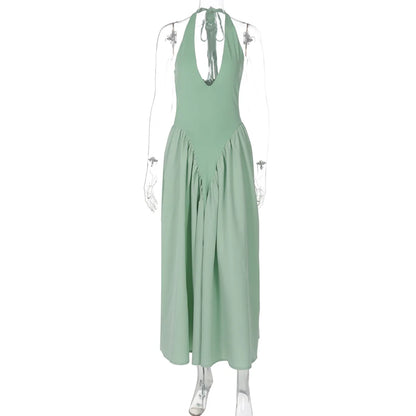 Vestido Feminino Elegante Eudora – Longo Decote Profundo e Costas Nuas
