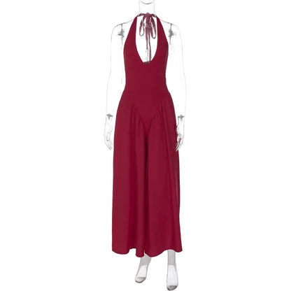 Vestido Feminino Elegante Eudora – Longo Decote Profundo e Costas Nuas