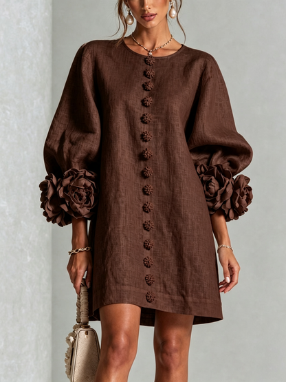 Vestido Curto Helena Floral com Mangas Marcantes