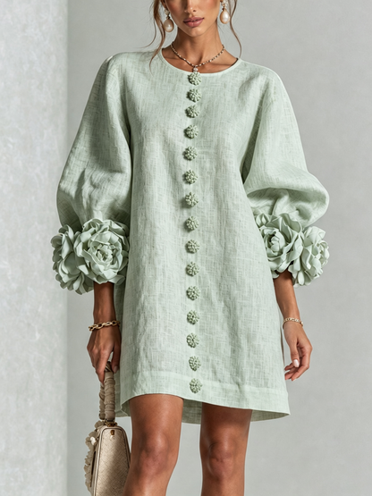 Vestido Curto Helena Floral com Mangas Marcantes