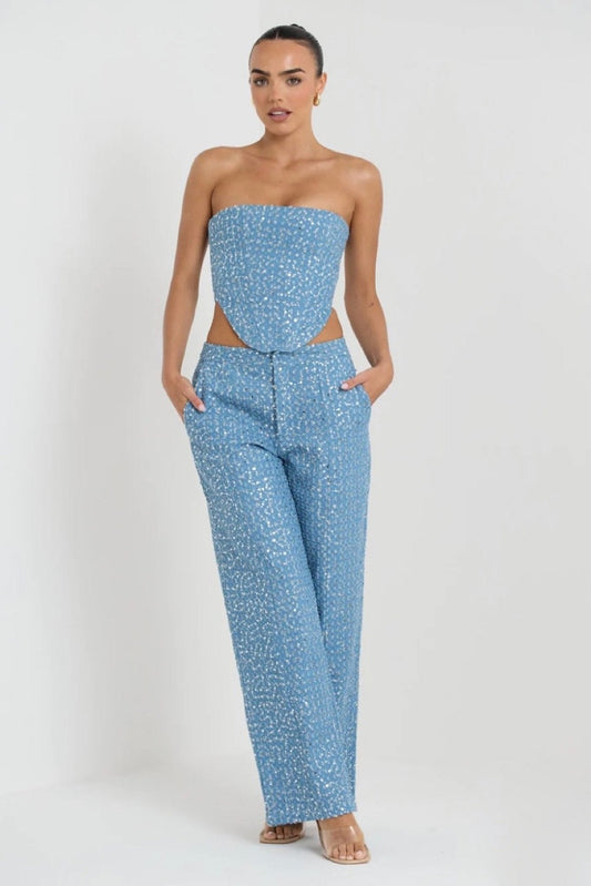 Conjunto de Calças Jeans com Lantejoulas - Belinda