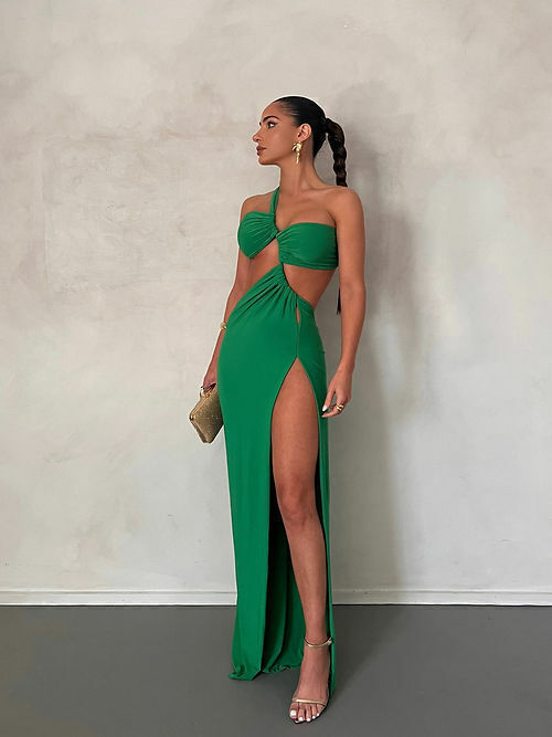 Vestido Longo Verde Bandeira - Larissa