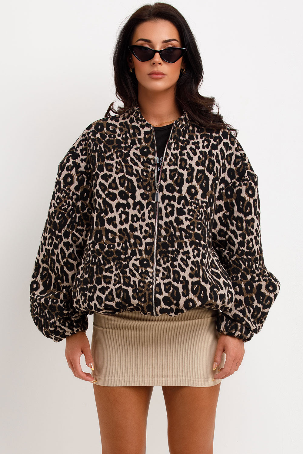 Jaqueta Estilo Retrô com Estampa de Leopardo