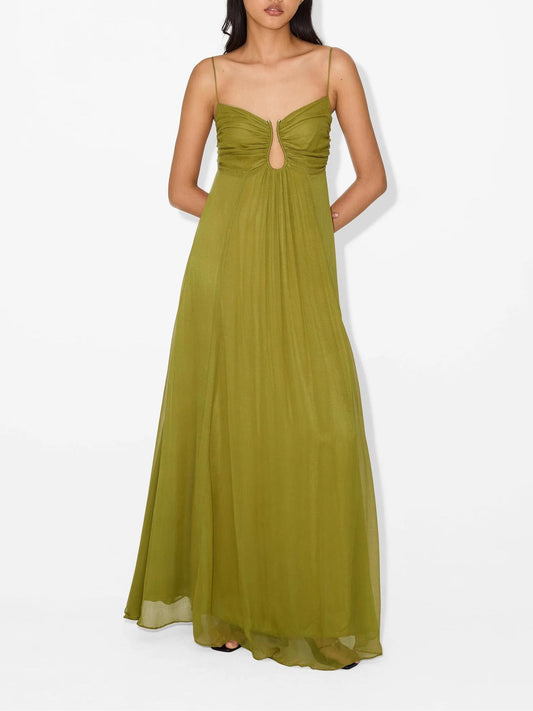 Vestido Longo Morea Verde Oliva